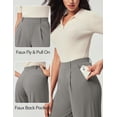 thumbnail image 3 of Womens Dress Pants Wide Leg Pull On Stretchy Work Pants Women High Waisted Business Casual Trousers with Pockets, 3 of 11