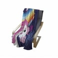 thumbnail image 4 of Unicorn Soft Flannel Fleece Throw Blanket, Colorful Arrangement of Mythical Animals in the Sky with Rainbows Girly Design, Cozy Plush for Indoor and Outdoor Use, 70" x 90", Multicolor, by Ambesonne, 4 of 6