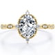 thumbnail image 1 of Anillo de compromiso JeenMata de 1,5 quilates con bisel de filigrana vintage, forma ovalada, moissanita y 5 piedras milgrain, chapado en oro amarillo, 1 of 6