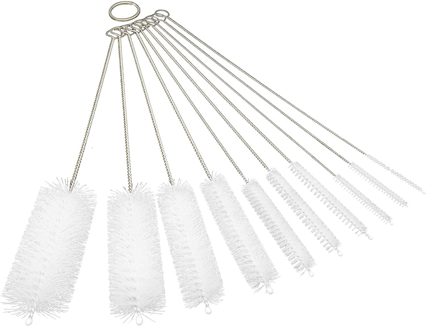 Nylon Straw Brush Cleaner Glass & Baby Bottle Tube Pipe Small Long Cleaning 10Pc 