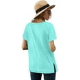 thumbnail image 4 of T-shirts pour Femmes à Manches Courtes, Col Ras du Cou, T-Shirts Unis Basiques, 4 of 5
