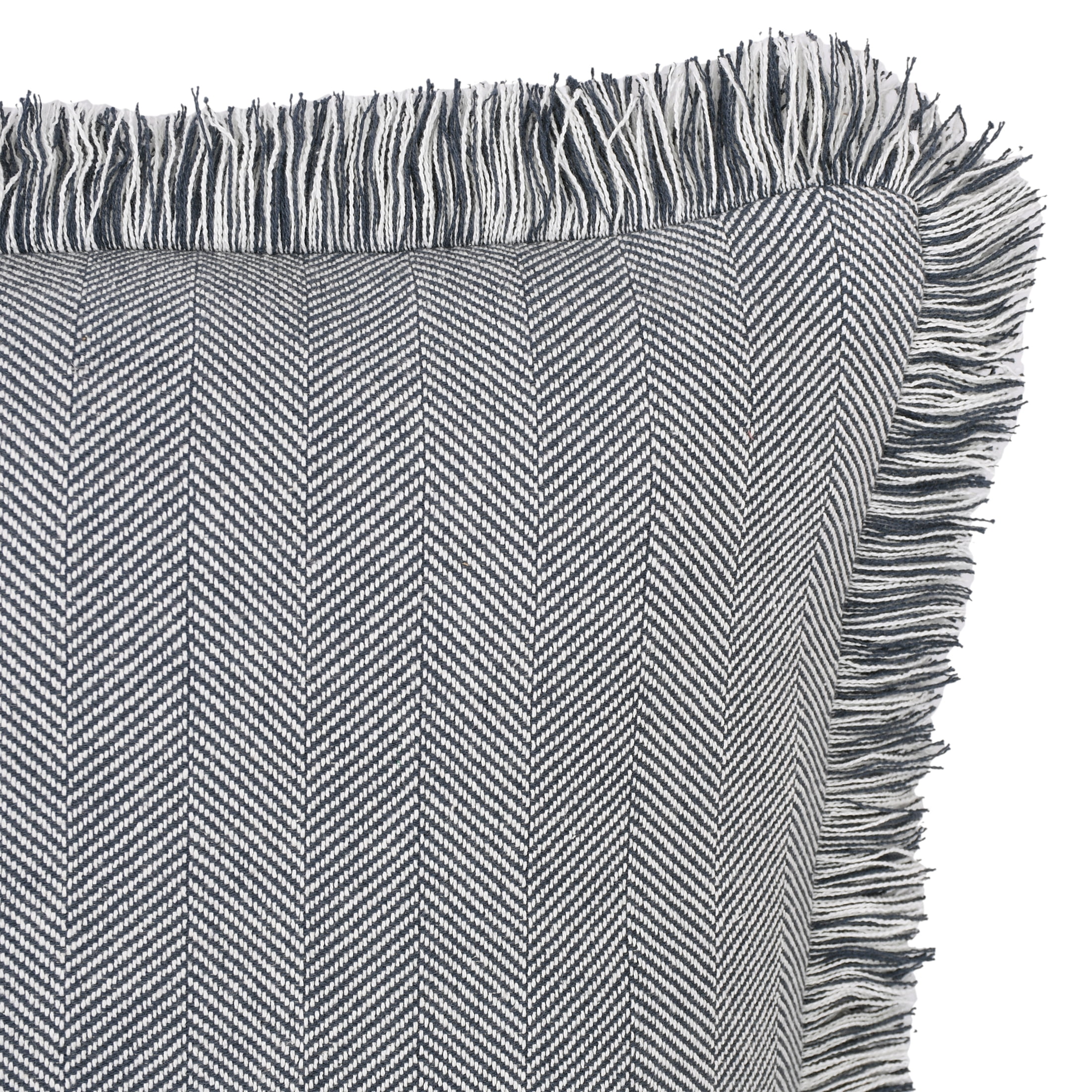 Mainstays Fringe Cotton Herringbone Decorative Pillow, 20" x 20"