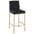 thumbnail image 1 of Set of 2 Contemporary Velvet & Metal 26'' Counter Stool in Black & Gold Leg, 1 of 5