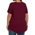thumbnail image 4 of Olyvenn Womens Plus Size Tops Basic Summer Shirts Short Sleeve Crew Neck Tunic Casual Loose Fits Striped Graphic Beach Tees Red XXXL, 4 of 6