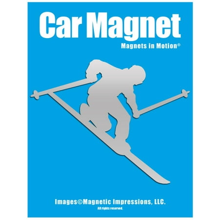 Telemark Skier Car Magnet Chrome