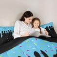 thumbnail image 4 of Castle Fairy Ice Cream Drip Twin Comforter Sets 2pcs, Stars Print Bedding Set,Black Blue,Black Reversible,1 Comforter and 1 Pillowcase, 4 of 6