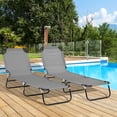 thumbnail image 2 of Outsunny Ensemble de 2 Chaises Longues d'Extérieur Pliantes, Dossier Réglable, Gris, 2 of 10