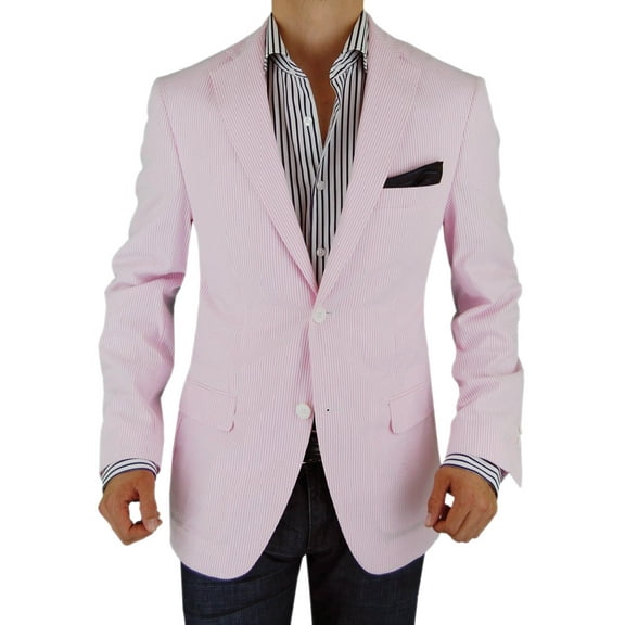 Mens Pink Stripe Trim Fit Blazer DTI DARYA TRADING BB