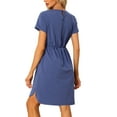 thumbnail image 3 of INSPIRE CHIC Casual Dress for Women's Drawstring Waist Summer Above the Knee Chambray Dress Blue XL, 3 of 5