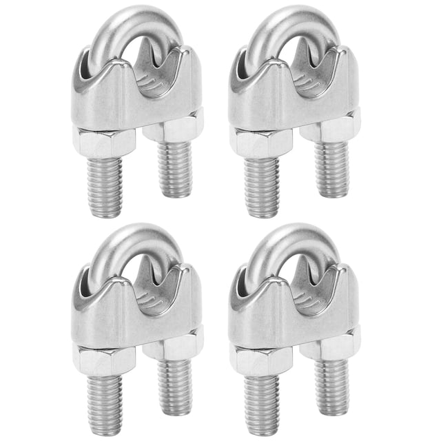 QIILU Wire Rope Clamps,Wire Rope Cable Clip Clamp,4pcs 9/16 Inch M14 Stainless Steel Wire Rope Cable Clip Clamp U Bolt Saddle Fastener