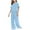 Blue, variant on Diufon Girls Pajama Sets Casual Short Sleeve Crewneck Tops and Elastic Wide Leg Pants Stain Homewear Set