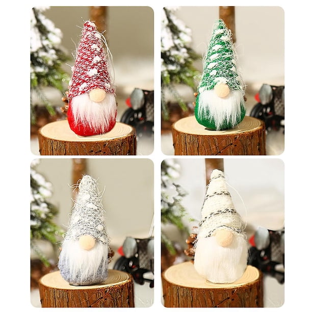 Adornos de gnomos colgantes para árbol de Navidad, Juego de 4 gnomos de felpa hechos a mano suecos, decoraciones para el hogar de elfo de Papá Noel, decoración navideña
