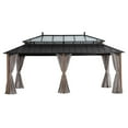 thumbnail image 3 of Sunjoy 20x12 Gazebo Steel & PC Roof Hardtop with Curtain Woodgrain Aluminum Posts, Kingston Series, 3 of 13