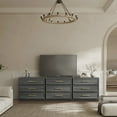thumbnail image 3 of SICOTAS 3 Piece Farmhouse Large Nightstands and Dressers Sets for Bedroom, 93.9"W 9 Drawer Dresser & 31.3"W Oversized 3 Drawer Nightstand Set of 2, Dark Grey, 3 of 8
