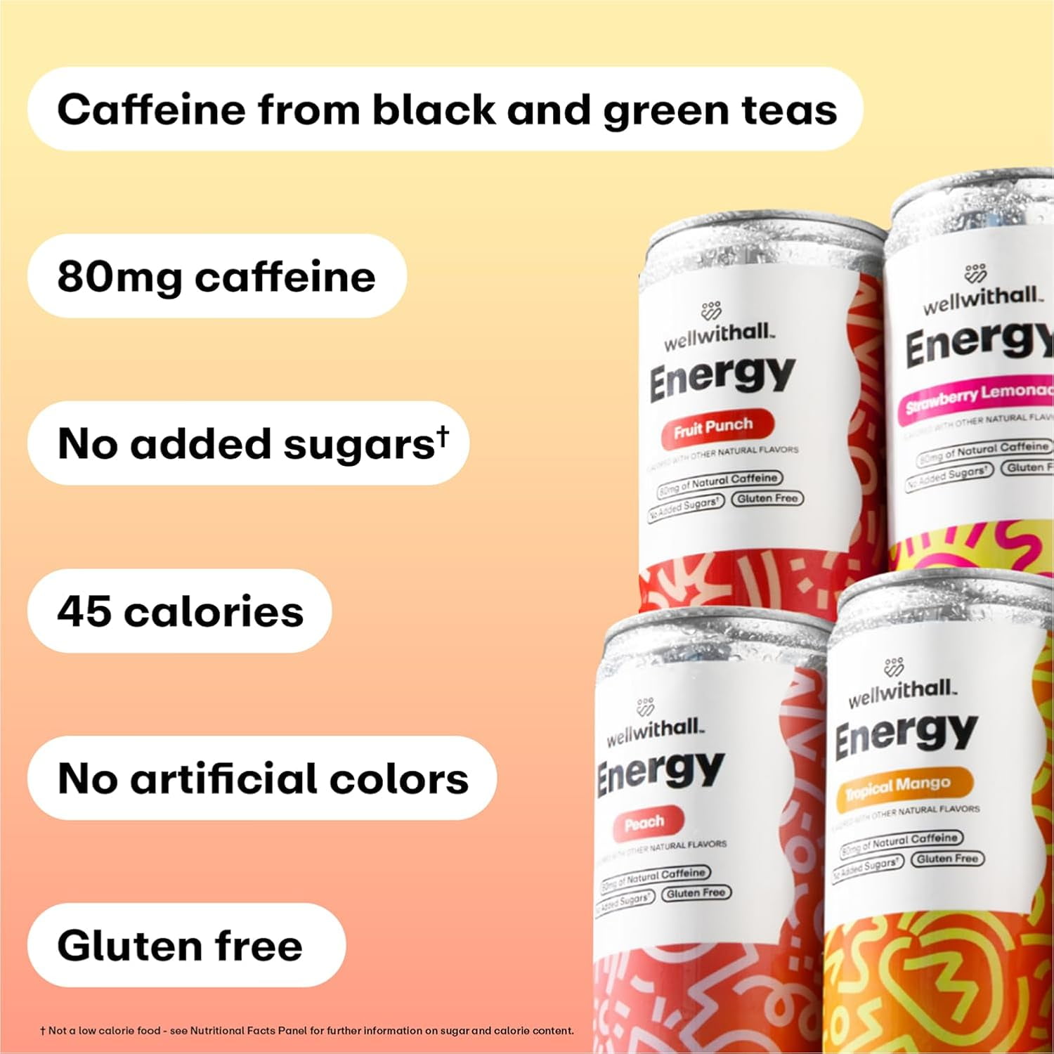 WellWithAll Energy Drink - Variety Pack - Natural Caffeine - Lightly Sparkling 12 oz, 12 Pack