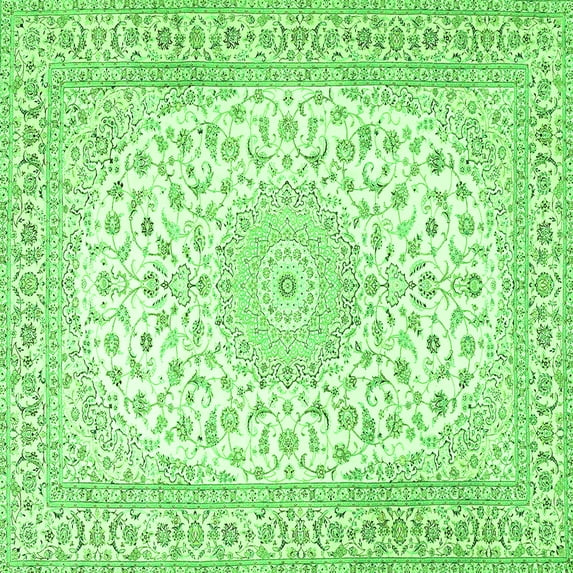 Ahgly Company Indoor Square Medallion Green Traditional Area Rugs, 8' Square