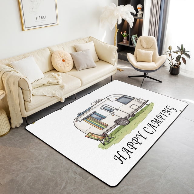 Erosebridal RV Car Bedroom Carpet 4'11" x 3'3", Colorful Owl Living Room Rug, Happy Camping Decor