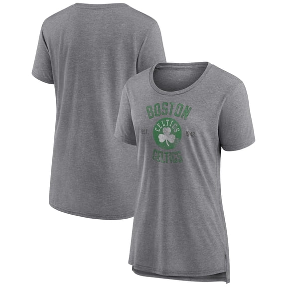 Women's Heather Gray Boston Celtics Heritage Tri-Blend T-Shirt
