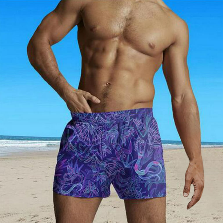 TIHLMKi Mens Swimming Trunks Savings Clearance Under $10 Men's Beach Shorts  Casual Hawaiian Shorts Quick Dry Comfortable Soft Swim Shorts 