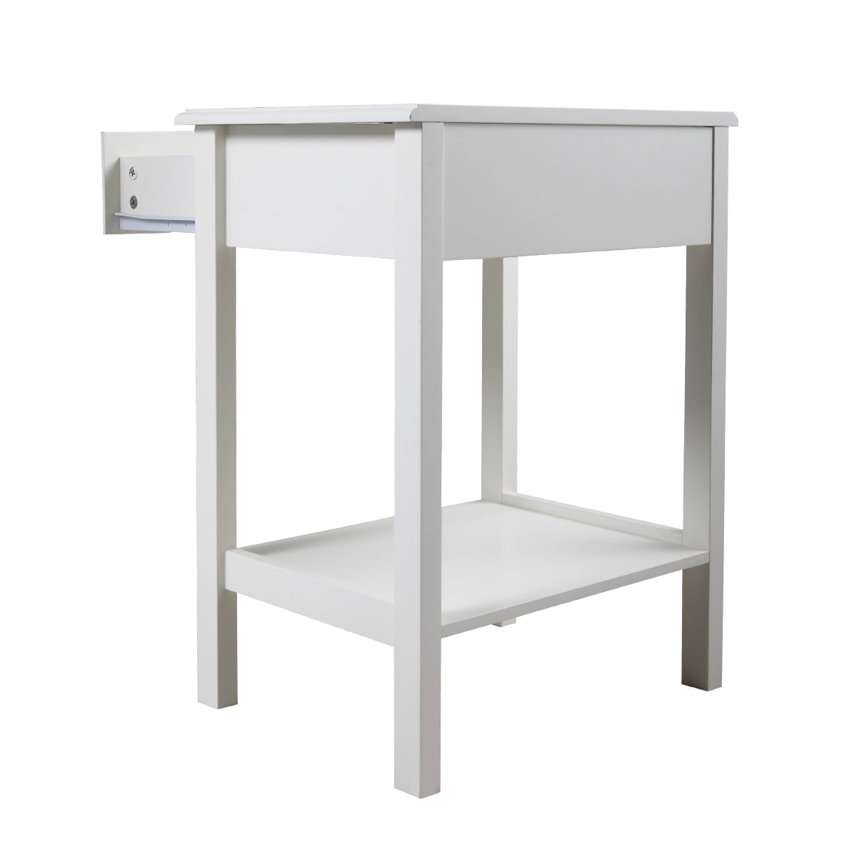 Kepooman Night Stand with Drawer and Shelf, Bedside End Table for Bedroom Furniture - 23.6" - White Kepooman Night Stand with Drawer and Shelf, Bedside End Table for Bedroom Furniture - 23.6" - White