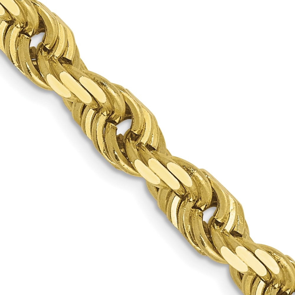 Diamond2Deal 10K Yellow Gold 5.5mm Diamond-Cut Rope Chain Necklace for Women 22"
