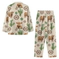 thumbnail image 4 of Yuyamidu Highland Cow Button Pajama Set of 2 Men's Long Sleeve Night Shirt & Long Pants with Pockets Size S Cactus Loungewear Pj V Neck Sleepwear for Athletic Jogger Walking, 4 of 6