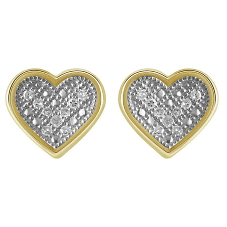 Diamond Heart Earrings in 10 Karat Yellow Gold