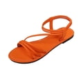 thumbnail image 2 of Caywon Women Strappy Sandals, Elastic Ankle Strap Flat, Open Toe Slip On Summer, Comfortable Ladies Beach Shoes Sandalias Mujer, 2 of 6