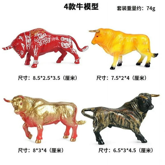 4pcs/set Miniatures Pasture Animals Model Cattle Cows Bull Bison Cognition Toys Fairy Garden Decor Action Figures Children Gifts