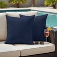 thumbnail image 4 of Solid Dark Blue Outdoor Waterproof Pillow Covers, Minimalism Abstract Denim Texture Decorative Square Throw Pillowcase Sofa Cushion Sham for Patio/Couch/Chair, 26"x26" 2 Pack, 4 of 8