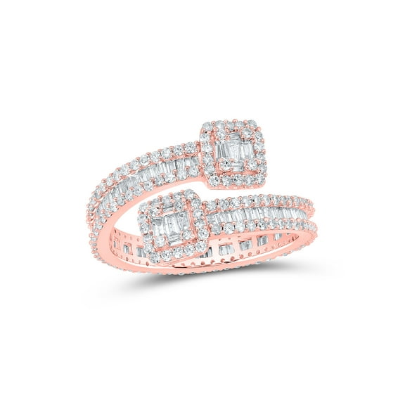 10kt Rose Gold Mens Baguette Diamond Cuff Eternity Band Ring 1-5/8 Cttw