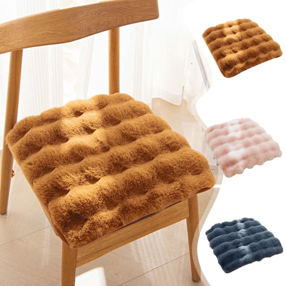 Seat Cushion for Chairs | Thicken Soft Polyester Seat Pad | Non-Slip Sit Mat for Office Desk, Dining, Wheelchair, Indoor Outdoor | Warm & Breathable | 15.75x15.75in | Blue, Brown, Pink | 1 Pack