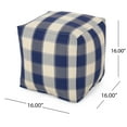 thumbnail image 3 of GDF Studio Prestage Modern Fabric Checkered Cube Pouf, Ivory and Navy Blue, 3 of 7