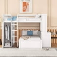 thumbnail image 2 of White Full Loft Bed w/ Twin Bed, Desk, Shelves, & Wardrobe - Space-Saving Bedroom Furniture, Solid Pine Wood Frame, Full Size, Modern Design, 2 of 18