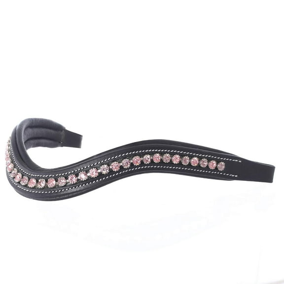 Exion Horse Browband For English Bridle | Curved Shape Padded Equestrian Browband For Show & Dressage | Light Rose, Light Amethyst Crystal Browband For Horses