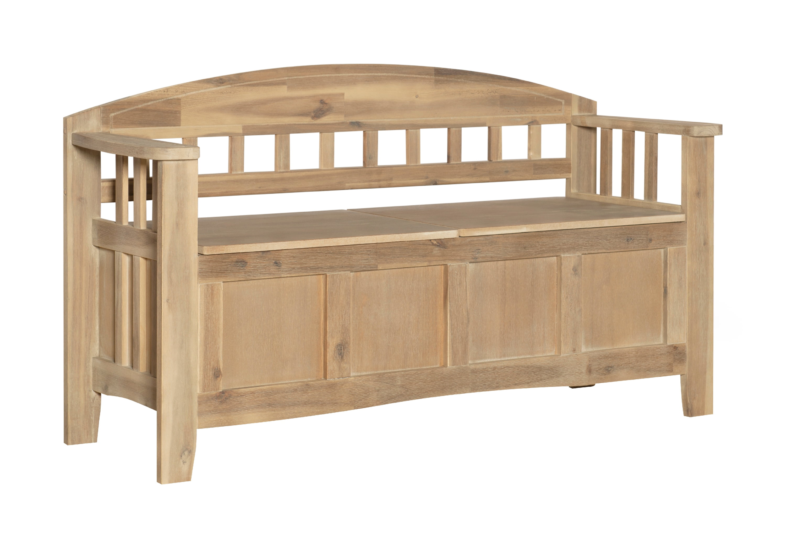 Linon Gilman Entryway Storage Bench, 18" Seat Height, Natural Wash Finish
