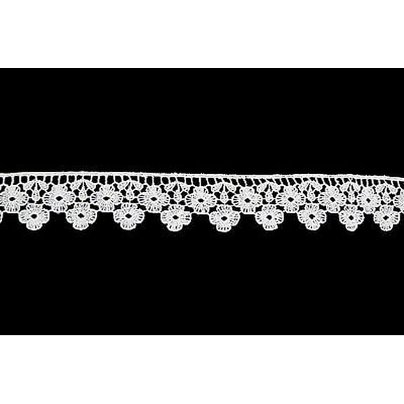 Kiddo 1.25" White or Ivory Floral Guipure Venise Lace Trim Flower by Yardage