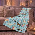 thumbnail image 6 of Whimsical Horse Floral Watercolor, Rustic Farmhouse Horse Scene, Warm Flannel Blanket for Ranch House and Living Room, Horse Lovers Housewarming Gift, Rustic Home Decor, 6 of 9