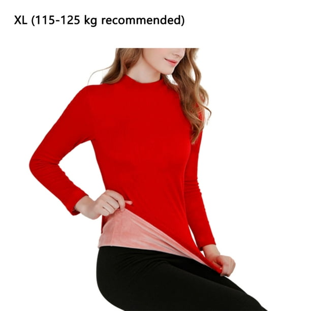 Thermal Shirt Warm Clothing Winter Underwear Long Sleeve Women Thermal  Shirt Supplies Thick Supple to Touch Handy to Wear Top Long Lingerie Red