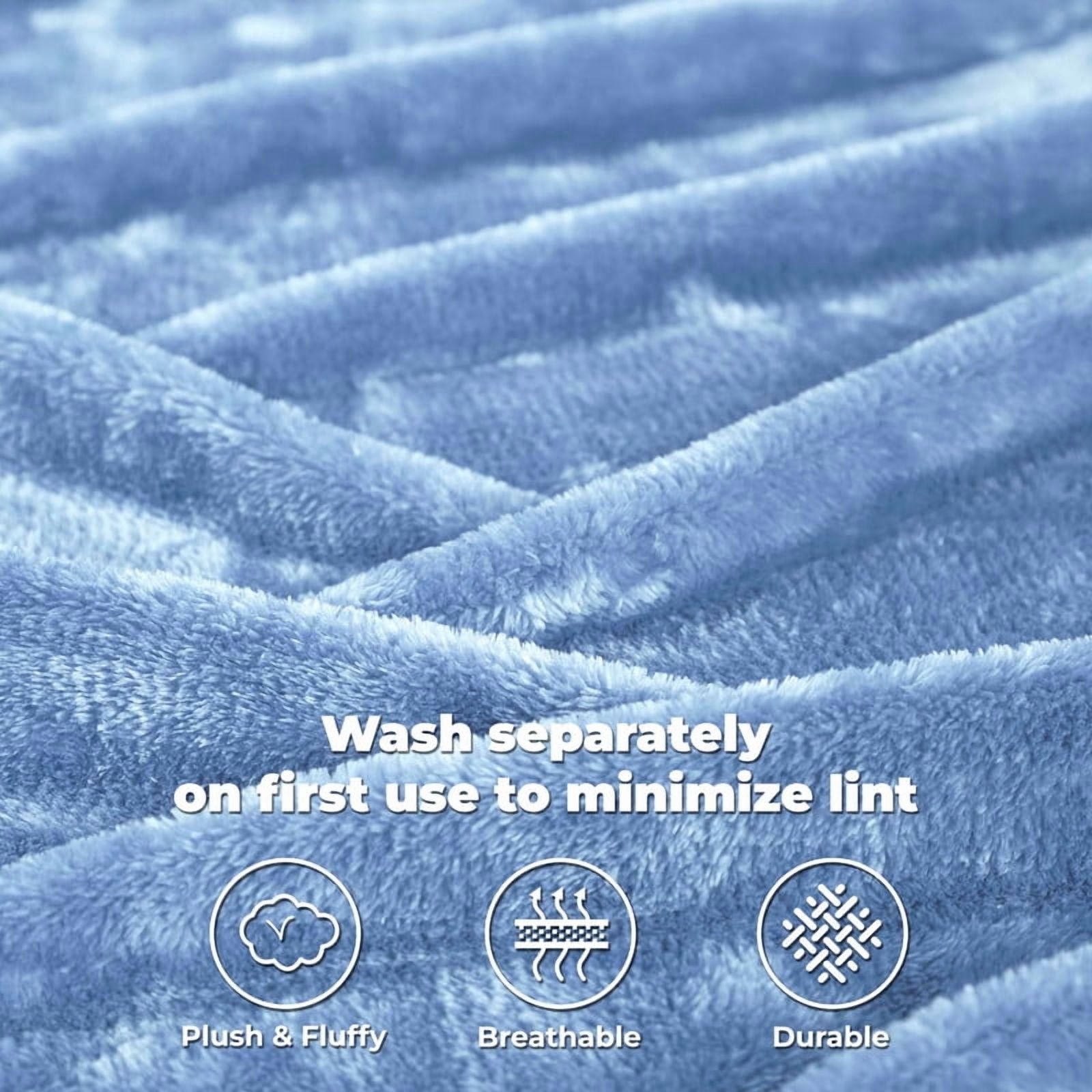 Superior Super Soft Plush Fleece Blanket 50" x 70", Bed & Couch Blankets, Throw XL, Blue