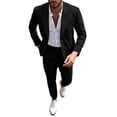 thumbnail image 2 of Miqool Mens Suits 2 Piece Sets Long Sleeve Lapel Button Down Casual Blazer Formal Business Pant Outfits for Work Wedding Prom, 2 of 9