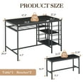 thumbnail image 2 of 47" Dining Table Set for 4, 3 Pieces Kitchen Table Set with 2 Benches, Wine Rack and 2-Tier Storage Shelves, Space-Saving Breakfast Table Set for Apartment, Easy to Assemble, 2 of 7