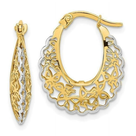 Primal Gold 14 Karat Yellow Gold Rhodium-plated Filigree Hoop Earrings