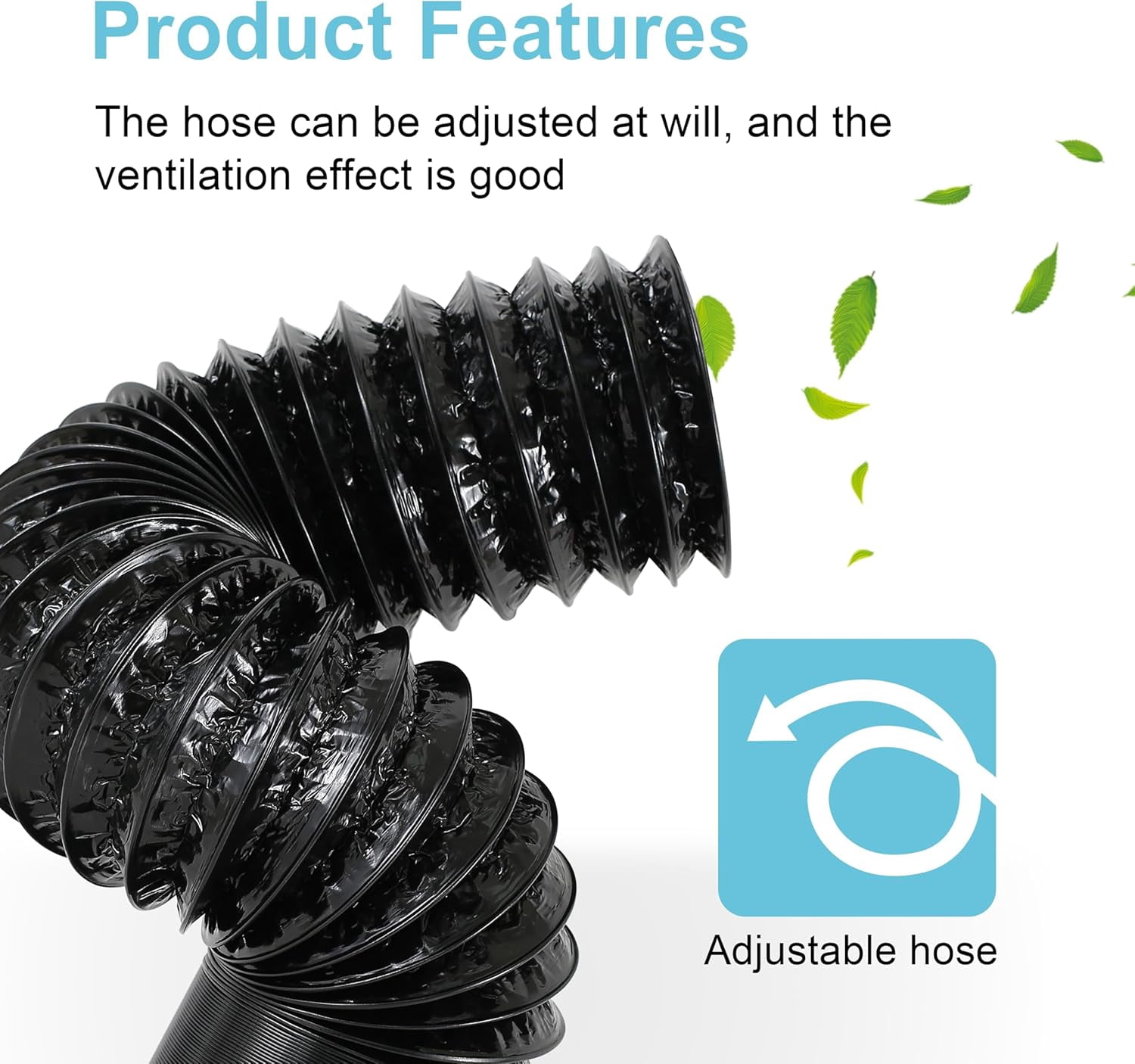 MKEUDQ-4 Inch Aluminum Dryer Vent Hose, 25 Feet Flexible Air Ducting with 2 Clamps, Heavy-Duty 4-Layer Design for HVAC, Dryer Vent, Grow Tent, Bathroom Exhaust, Kitchen Ventilation - Black PVC