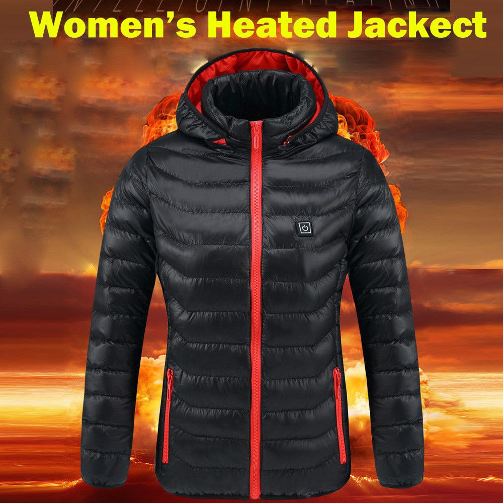 Heated Cotton Smart Heating USB Charging Winter Outdoor Warm Long Sleeves Unisex Hooded Coat Clothing S