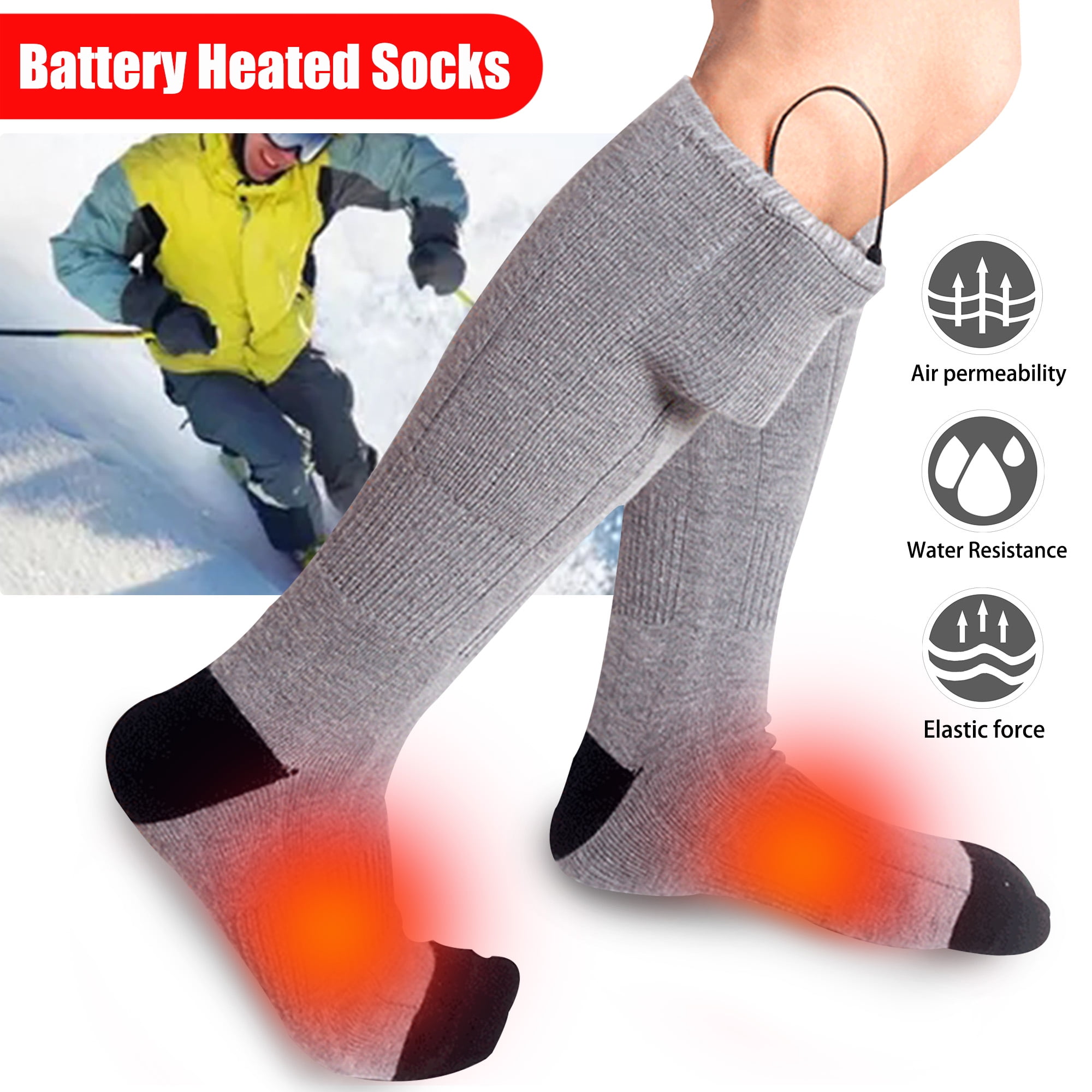 Elastic Heating knitting Socks Battery Electric Heating Warm Sock Outdoor US 