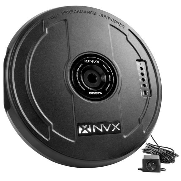 NVX QBSTA 900 W Max (300 W RMS) Subwoofer de 11 Pulgadas con Amplificador Incorporado y Control Remo