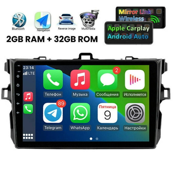 Zcargel 9in Android 13 Car Stereo Radio for Toyota Corolla 2009-2013 with Wireless CarPlay Android Auto, GPS Navigation, WiFi, Bluetooth, FM/RDS, SWC