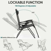 EDX Zero Gravity Chair Outdoor Lounge Chair,Suitable for Beach Terrace Pool Patio, Black 2-Pack
