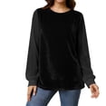 thumbnail image 1 of Haut en Velours pour Femmes Col Rond Blouse à Manches Longues en Mousseline Patchwork, 1 of 8